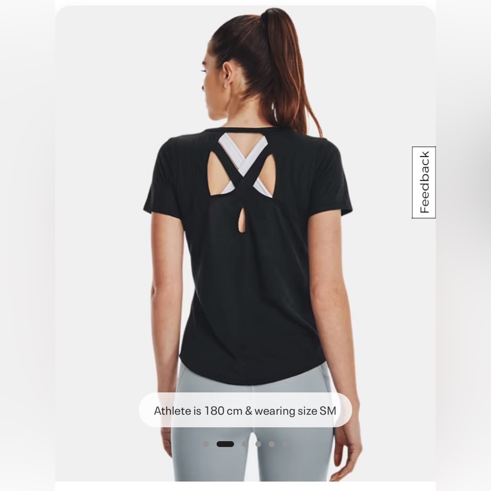 New with tag- size S Under Armour Black Cross-Back Short Sleeve Tee